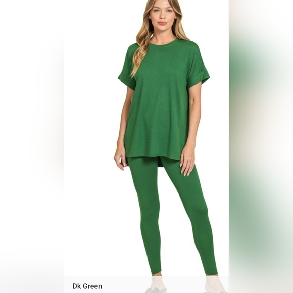 Zenana Outfitters Dark Green Women's Legging Set - Picture 2 of 2